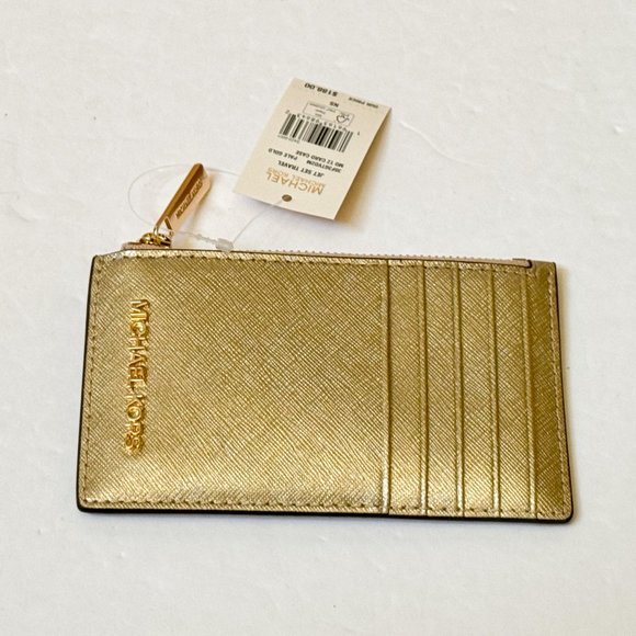 Michael Kors Jet Set Travel Top Zip Card Case Wallet Pale Wallet - Picture 6 of 11